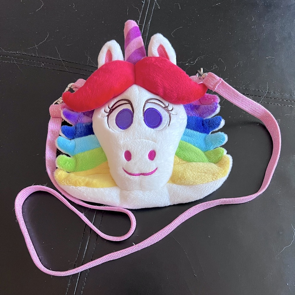 Disney Inside Out Rainbow Unicorn Crossbody Bag Plush Purse